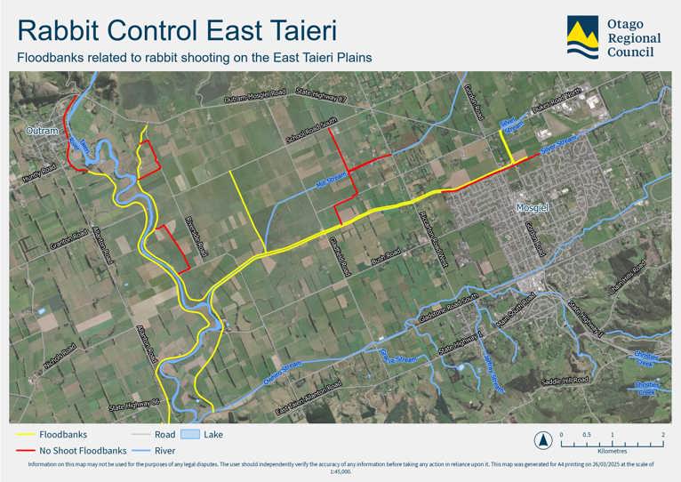 Map East Taieri floodbanks rabbit control