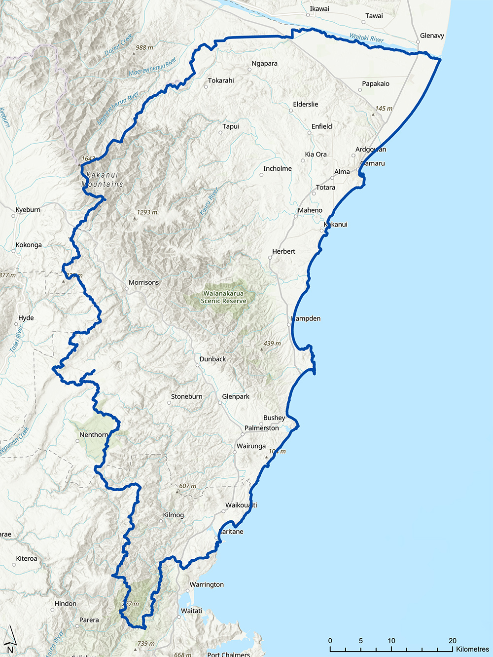 North Otago FMU map boundaries.