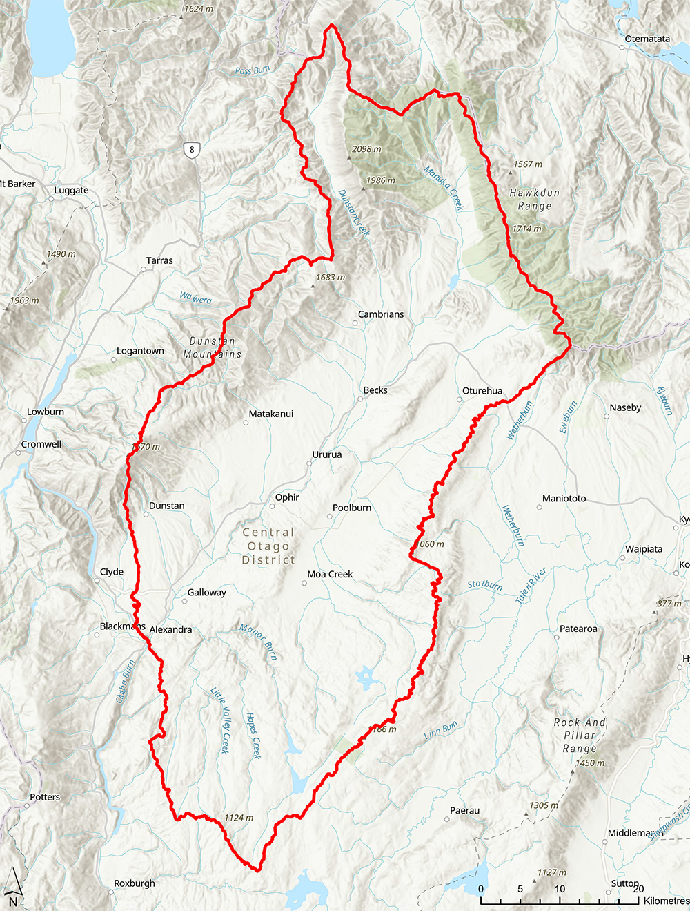 Map of the Manuherekia Rohe