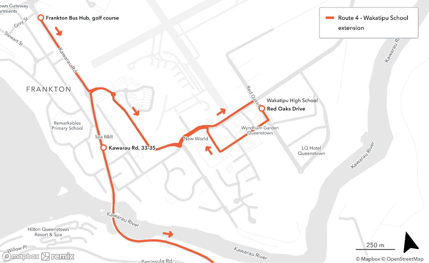 Wakatipu High School minor change to bus route.