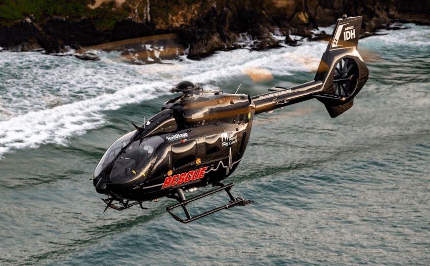 Otago Rescue Helicopter above beach