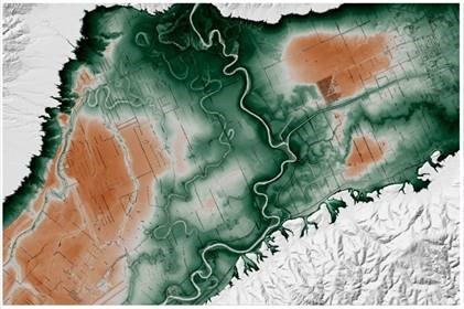 Digital elevation model of Taieri River near Outram