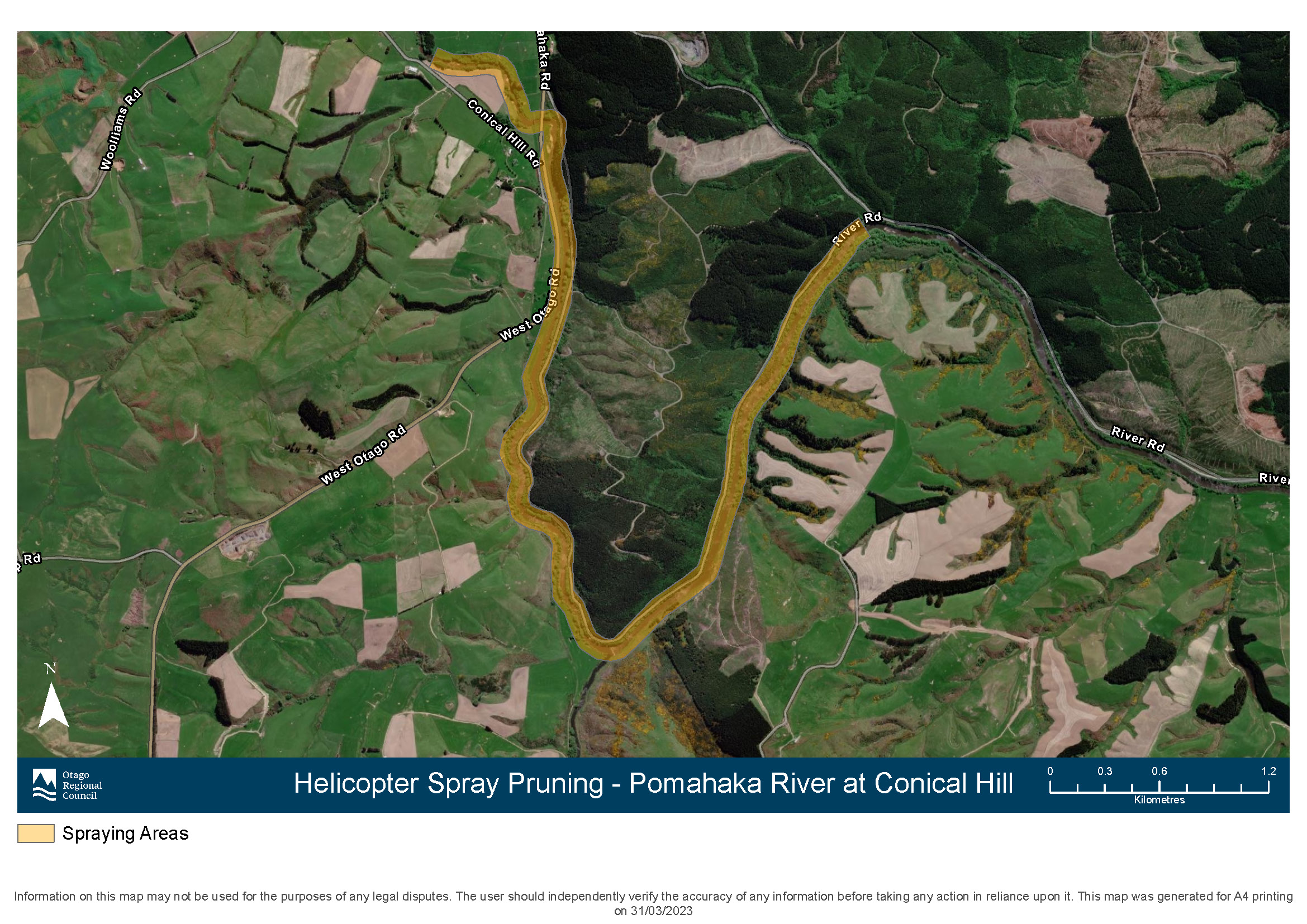 Conical Hill spray area map