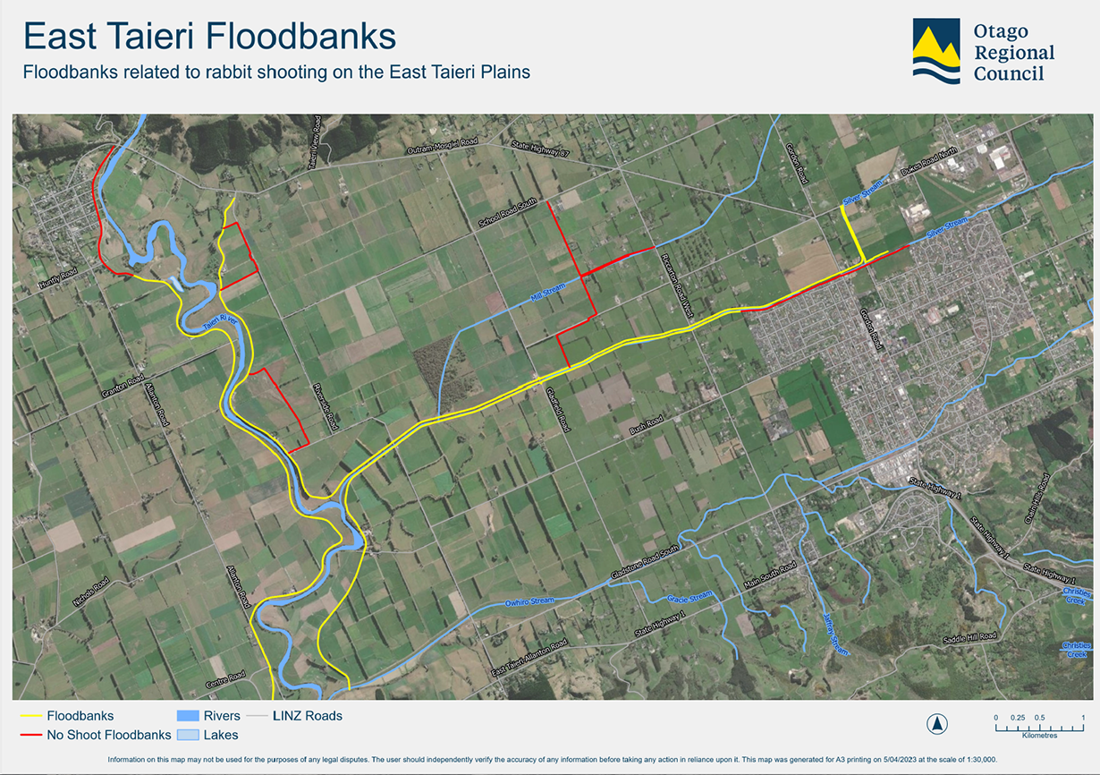 East Taieri rabbit shoot map