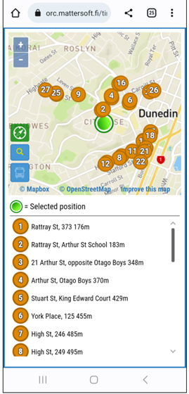 Bus locations on map