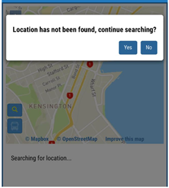 Image of map and location and location prompt box