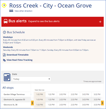 Image of bus schedule