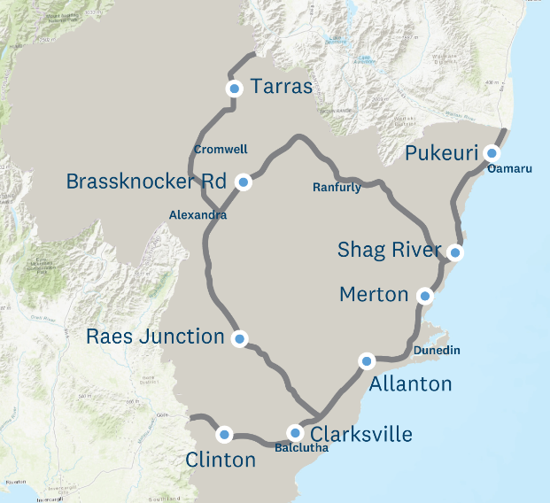 Effluent disposal sites in Otago