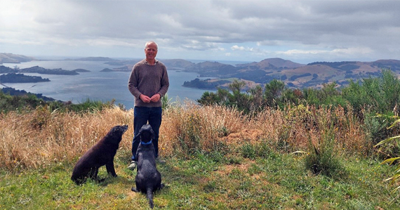 Bryan Scott, dogs and west harbour dunedin vista