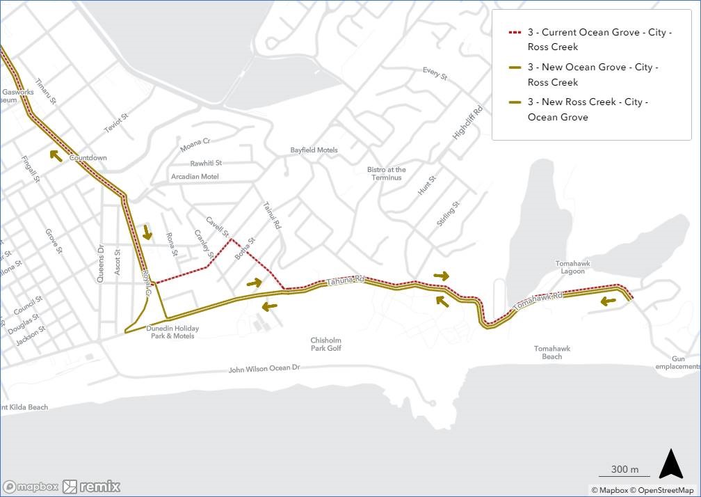 Orbus Dunedin route 3 change