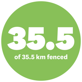 32 of 35.5 km fenced