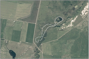 Aerial view of Totara Creek Inland Saline Wetland (March 2005)