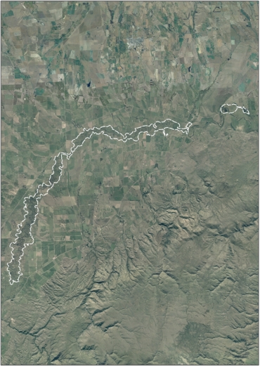 Aerial view of Upper Taieri Wetlands Complex, Taieri Lake to Stony Creek (March 2005)