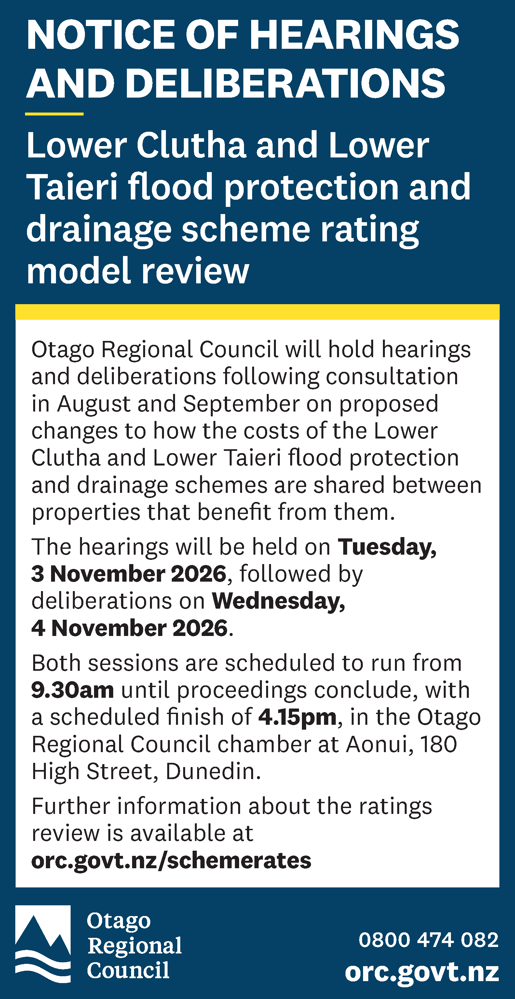 Taieri Clutha Flood Rates Hearings 13X2 Public Notice ODT Oct 2026 PRINT 261021