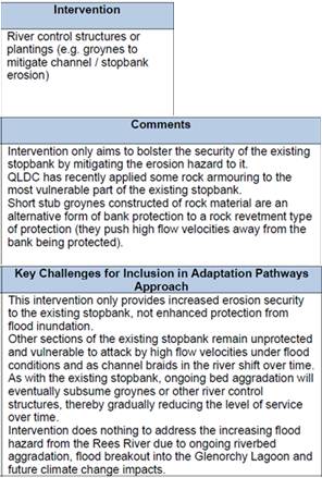 Example table from the Damwatch report summarising a potential intervention approach and its key constraints and challenges
