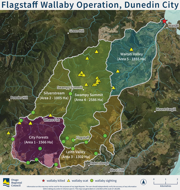 a map showing five different coloured areas