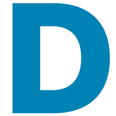 a blue letter D