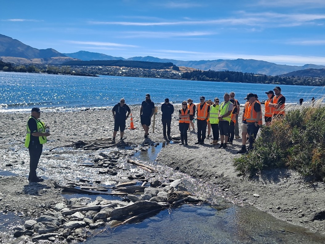 Council Staff At Windfall Creek, Wanaka For An Oil Spill Exercise. Credit ORC