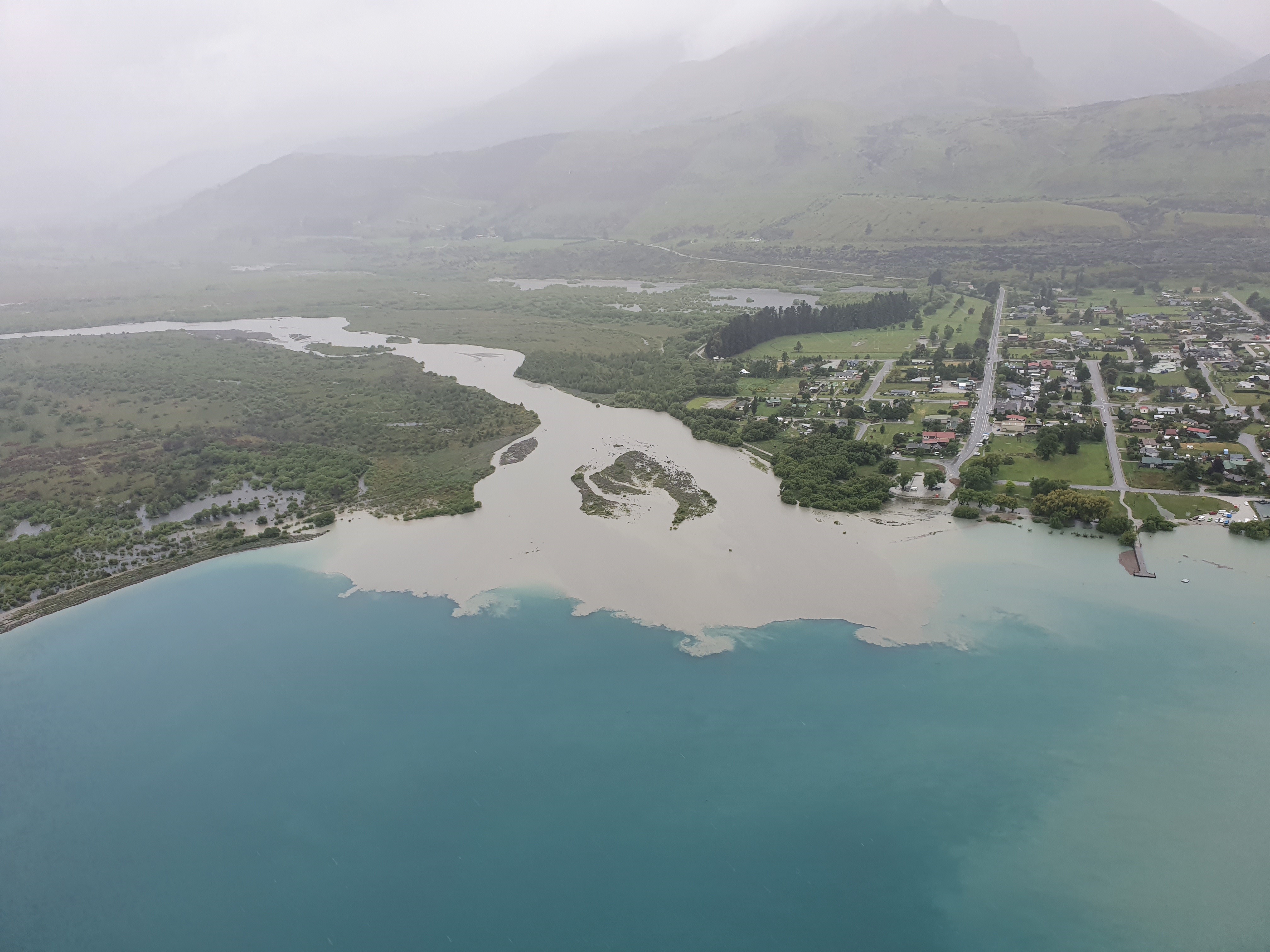 Wednesday morning - 04/12/2019 - Rees River entering Lake Wakatipu with Glenorchy at right.