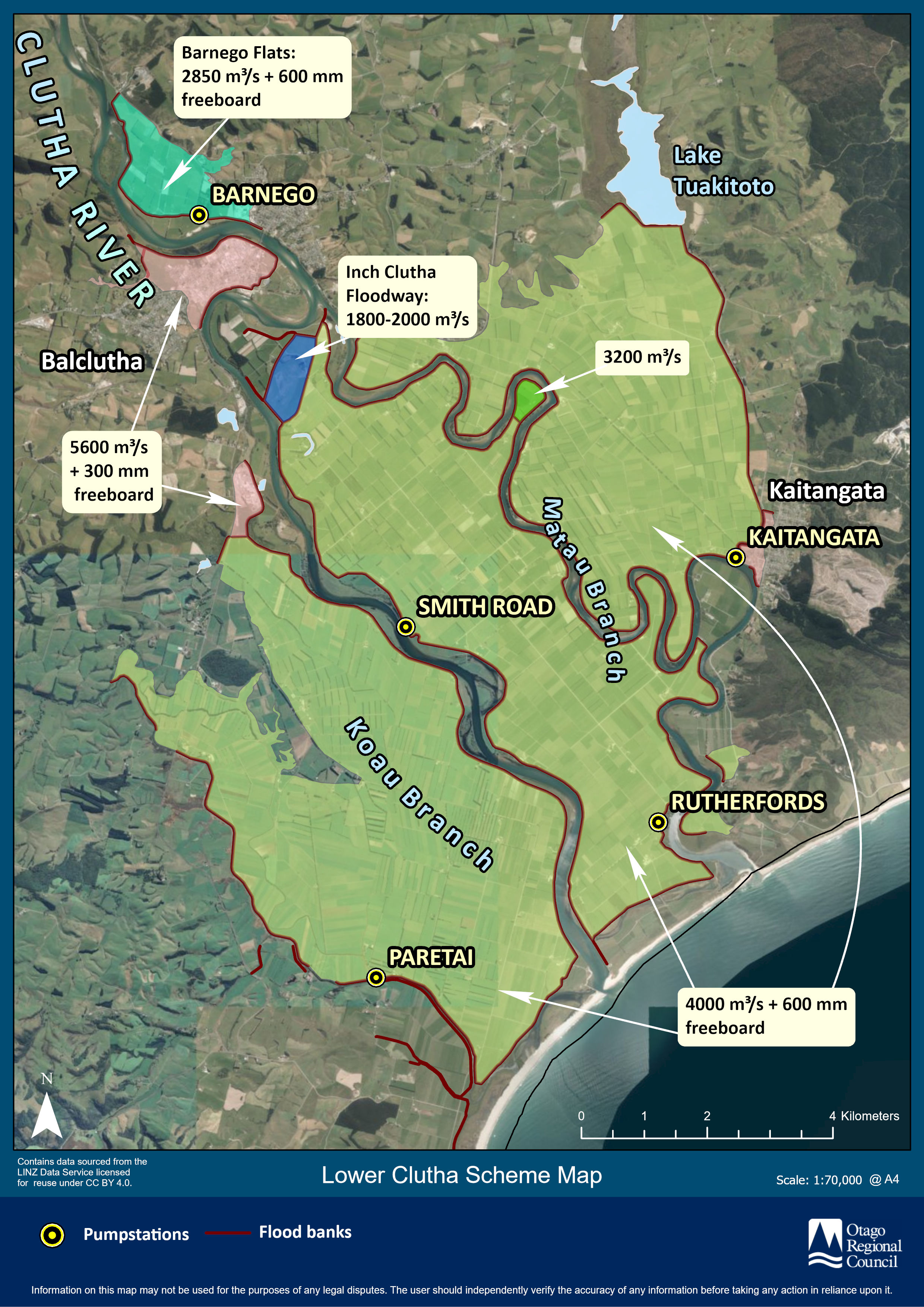 Lower Clutha flood protection scheme map