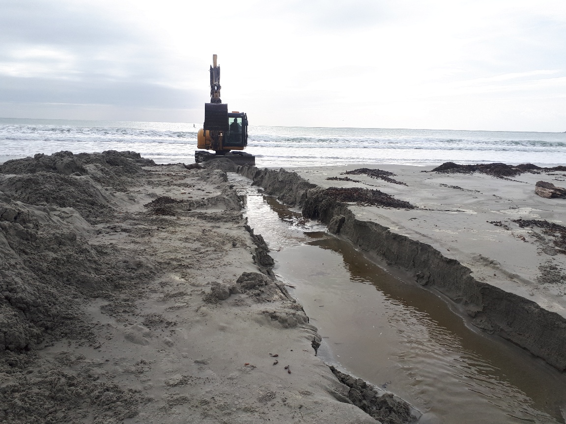 Long Beach channel being opened on Wednesday, 15 April.