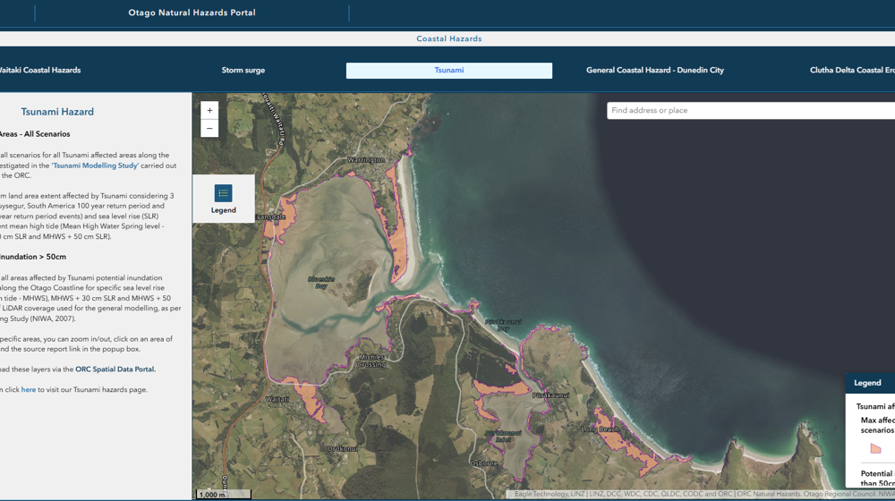 Tsunami Otago Natural Hazards Portal Screenshot