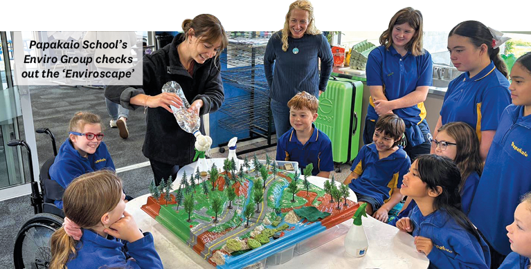 Papakaio School’s Enviro Group checks out the ‘Enviroscape’