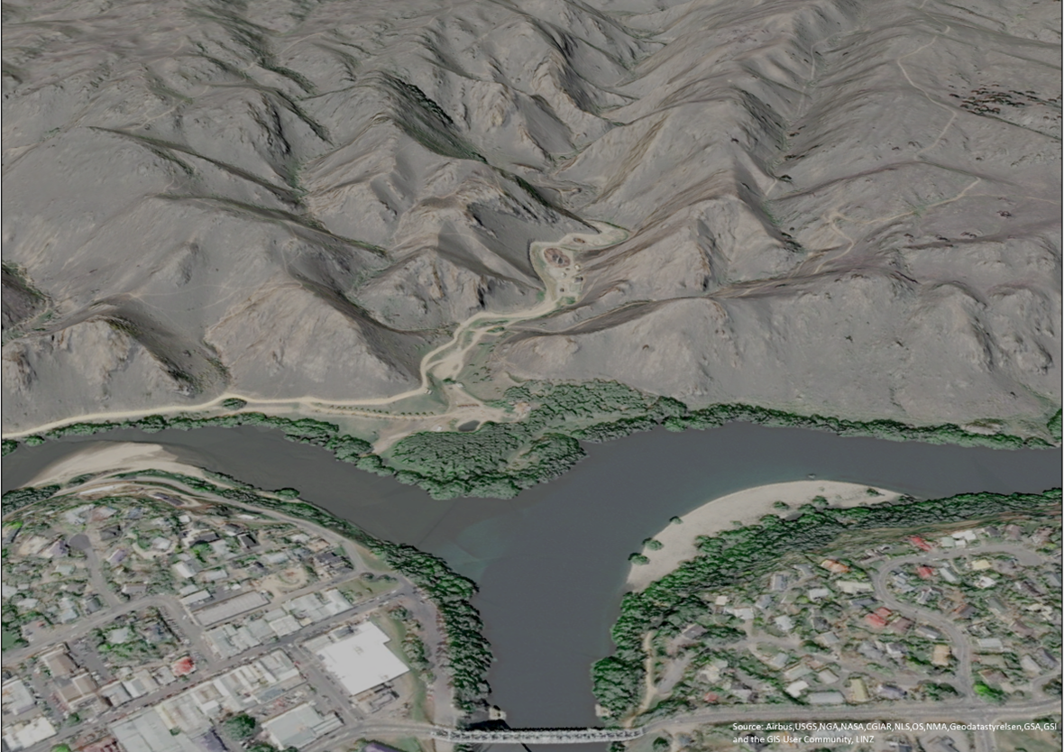 Earlier Lidar Imagery, Looking East At The Confluence Of The Manuherikia And Clutha River At Alexandra
