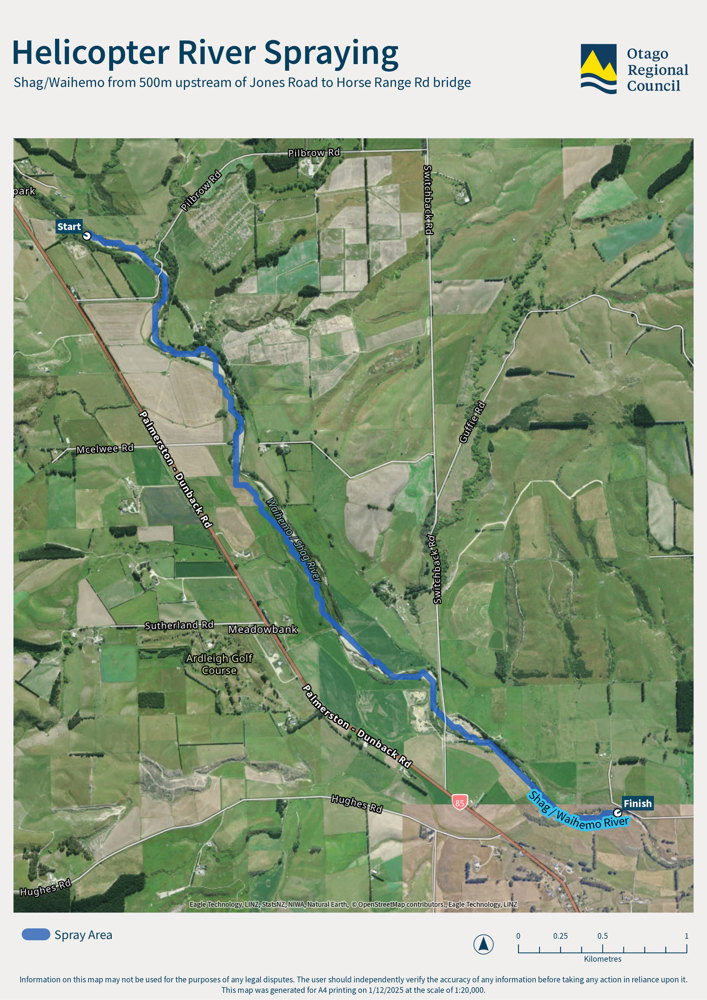 Map of River Spraying at Shag River