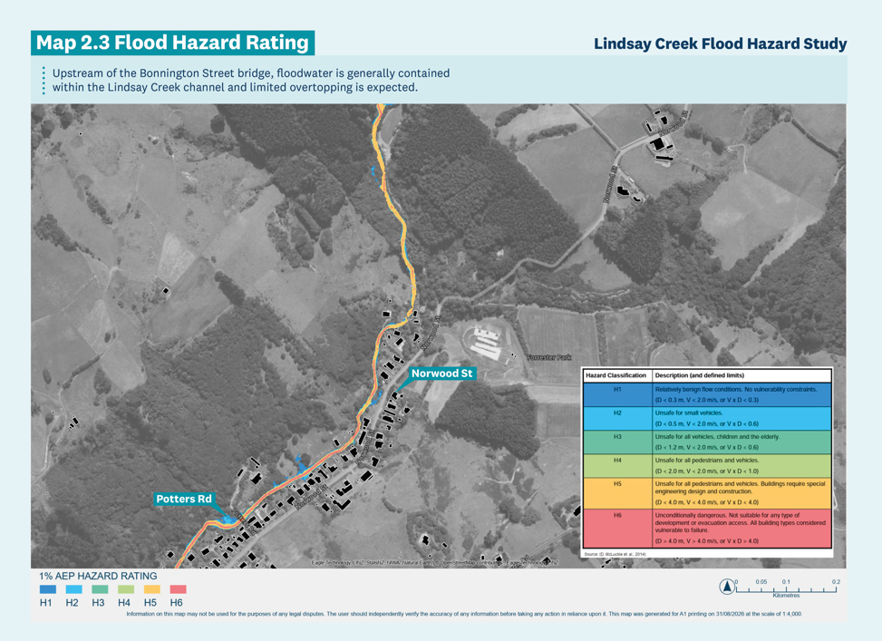 Map2.3 Flood Hazard Rating North East Valley Flood Lindsay Creek Flood Hazard Study