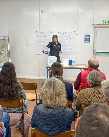 Jennifer Lawn, ORC Project Delivery Specialist - Freshwater and Biodiversity, demonstration of funding for Tomahawk Lagoon at September event. 