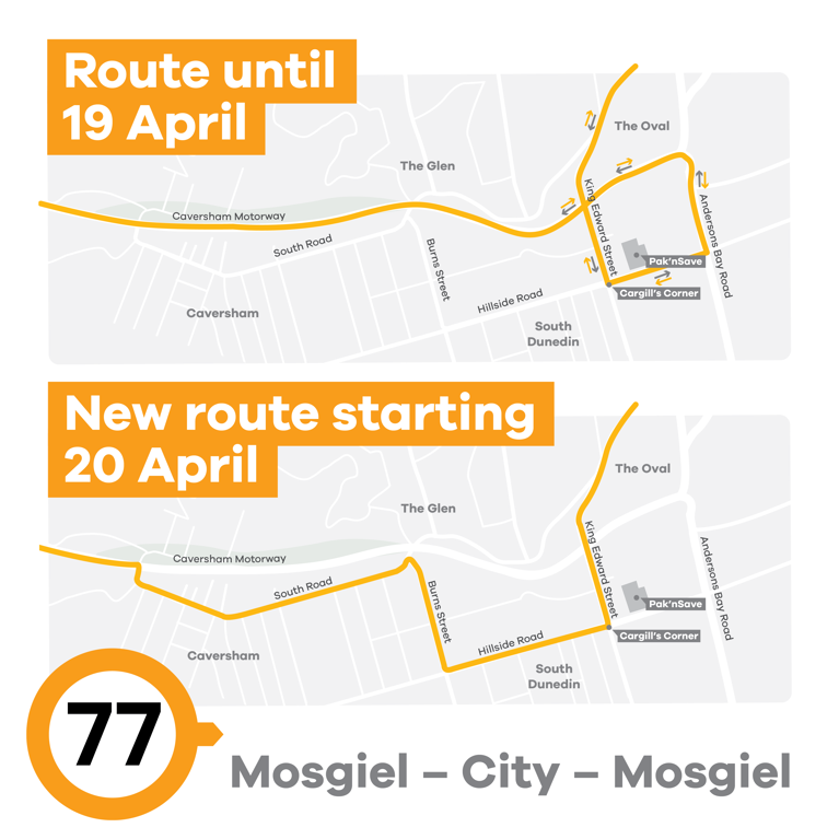 Before and after images of the route map