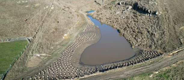 an aerial view of a sediment trap