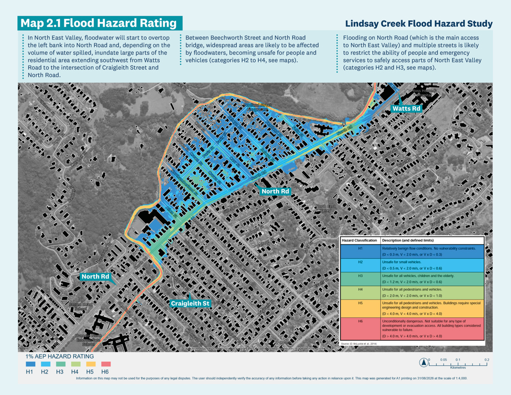 Map 2.1 Flood Hazard Rating North East Valley Flood (Lindsay Creek) Flood Hazard Study (1)