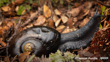 Carnivorous Snails Powelliphanta Spedeni moving through leaf matter