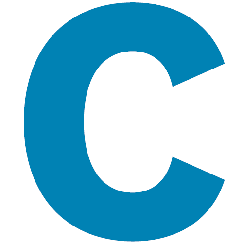 a blue letter C