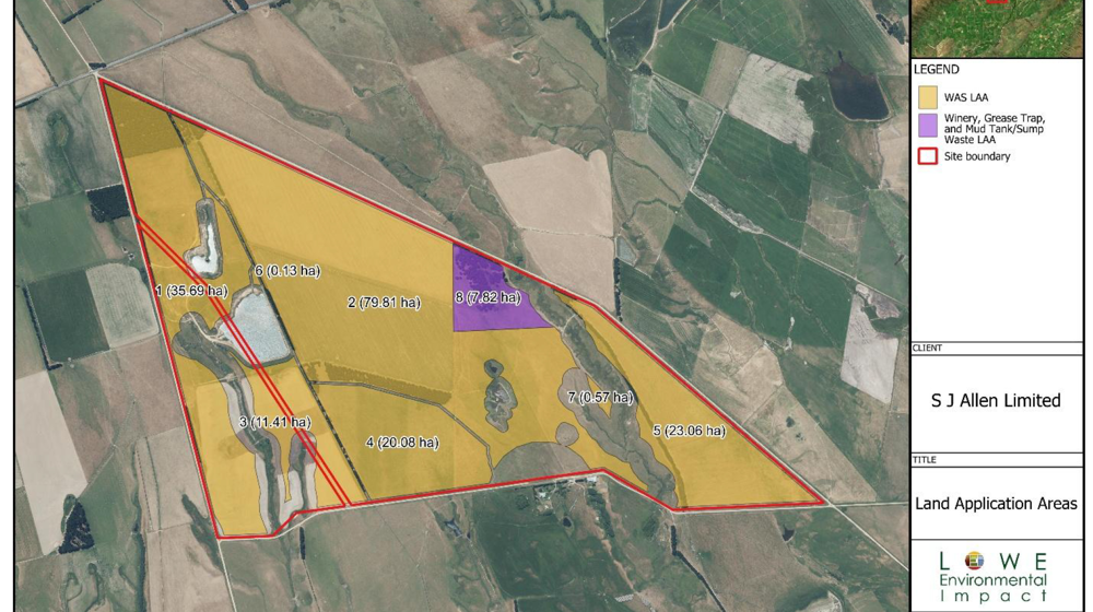 Figure 3.1 Land Application Areas OMM SJ Allen Holding 2026