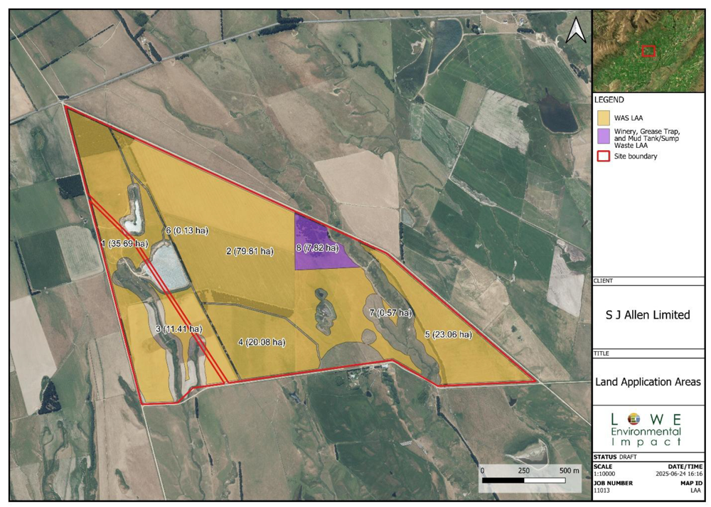 Figure 3.1 Land Application Areas OMM SJ Allen Holding 2026
