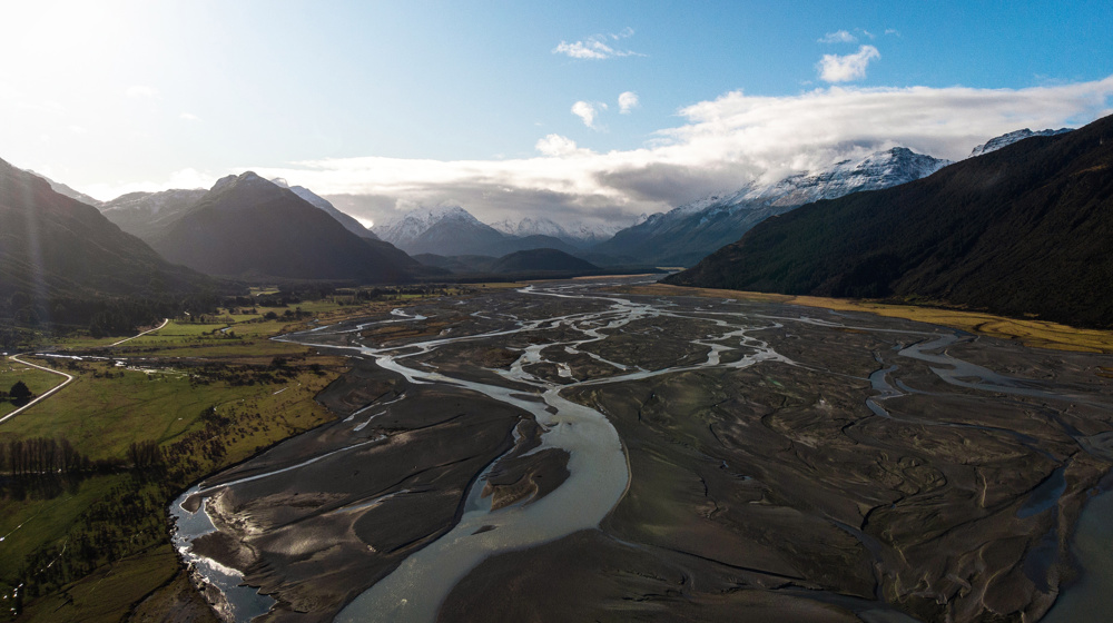 Dart River Braided Glacial Mountain Valley Glenorchy Queenstown Adobestock 853996840