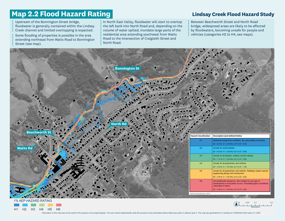 Map 2.2 Flood Hazard Rating North East Valley Flood (Lindsay Creek) Flood Hazard Study (1)