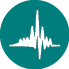 stylised seismic waveform icon on solid green circle